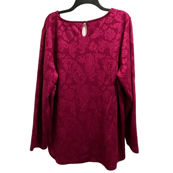 Soft Surroundings Pink Purple Jacquard Pullover Sweater Keyhole Back Shirt 2X - Picture 5 of 7